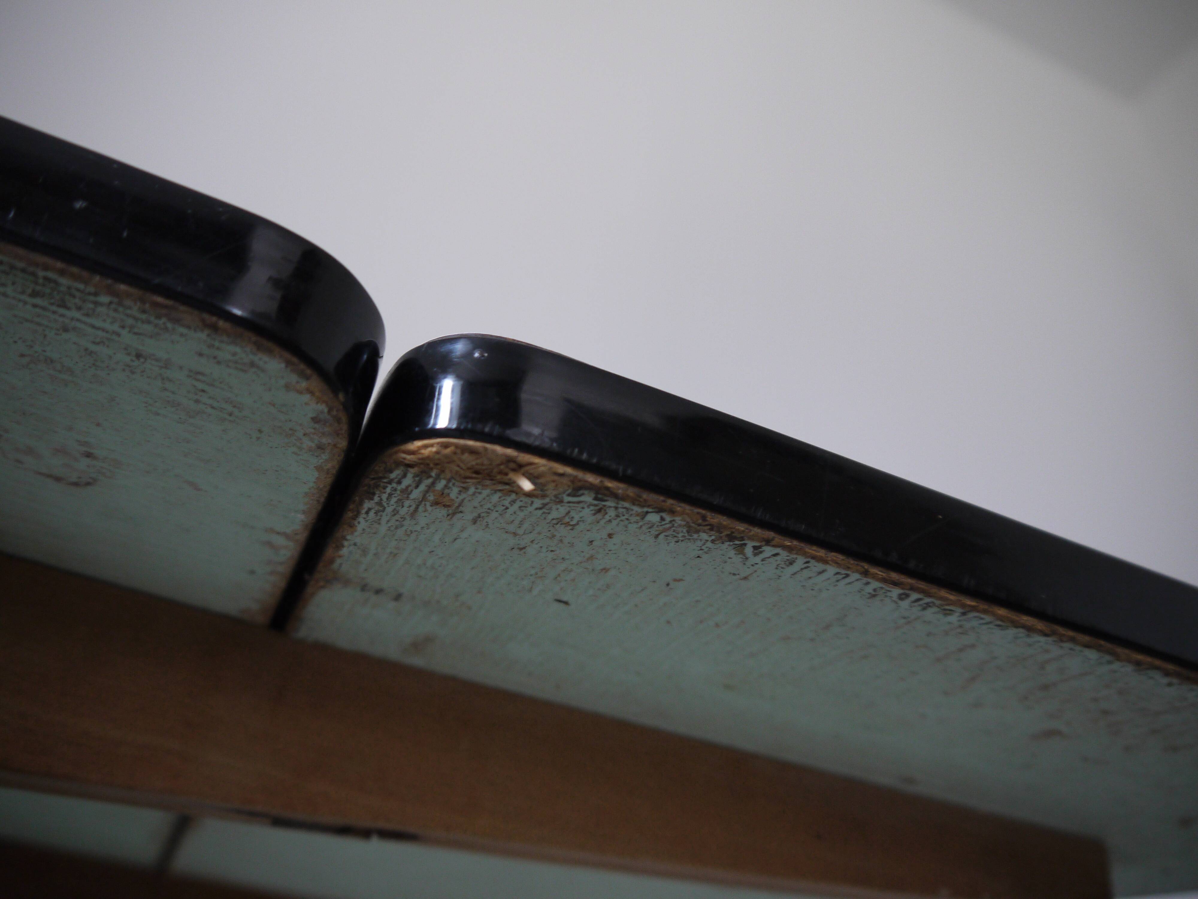 Black and white marbled formica table