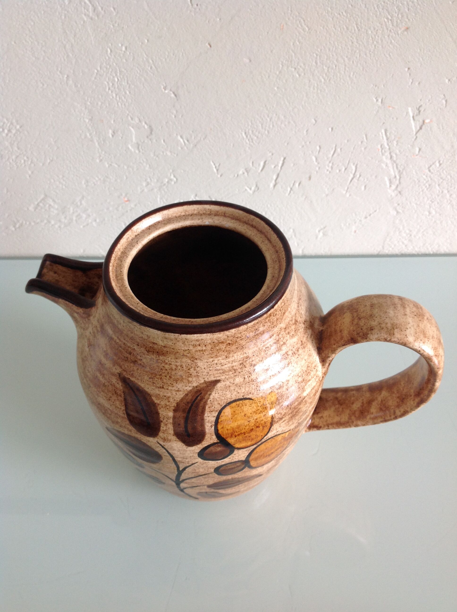 Beige pitcher in glazed ceramic from Salins vintage 60s-70s