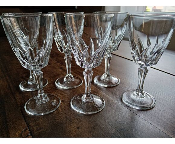Set of 6 vintage liqueur or standing port glasses in molded glass | Selency