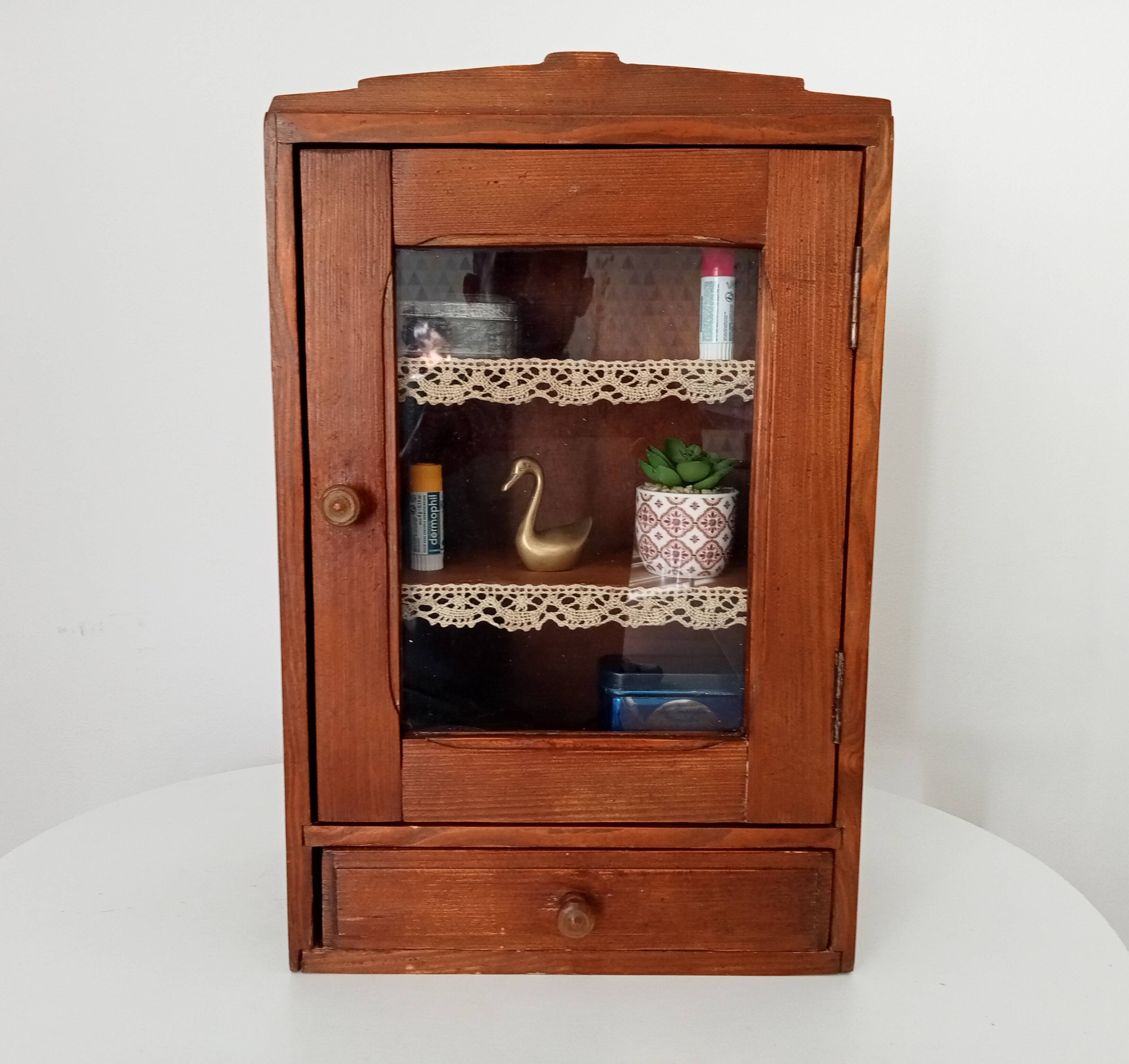 Old bathroom cabinet from the 40s in solid oak