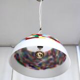 Suspension en verre soufflé blanc et coloré et métal chromé par La Murrina