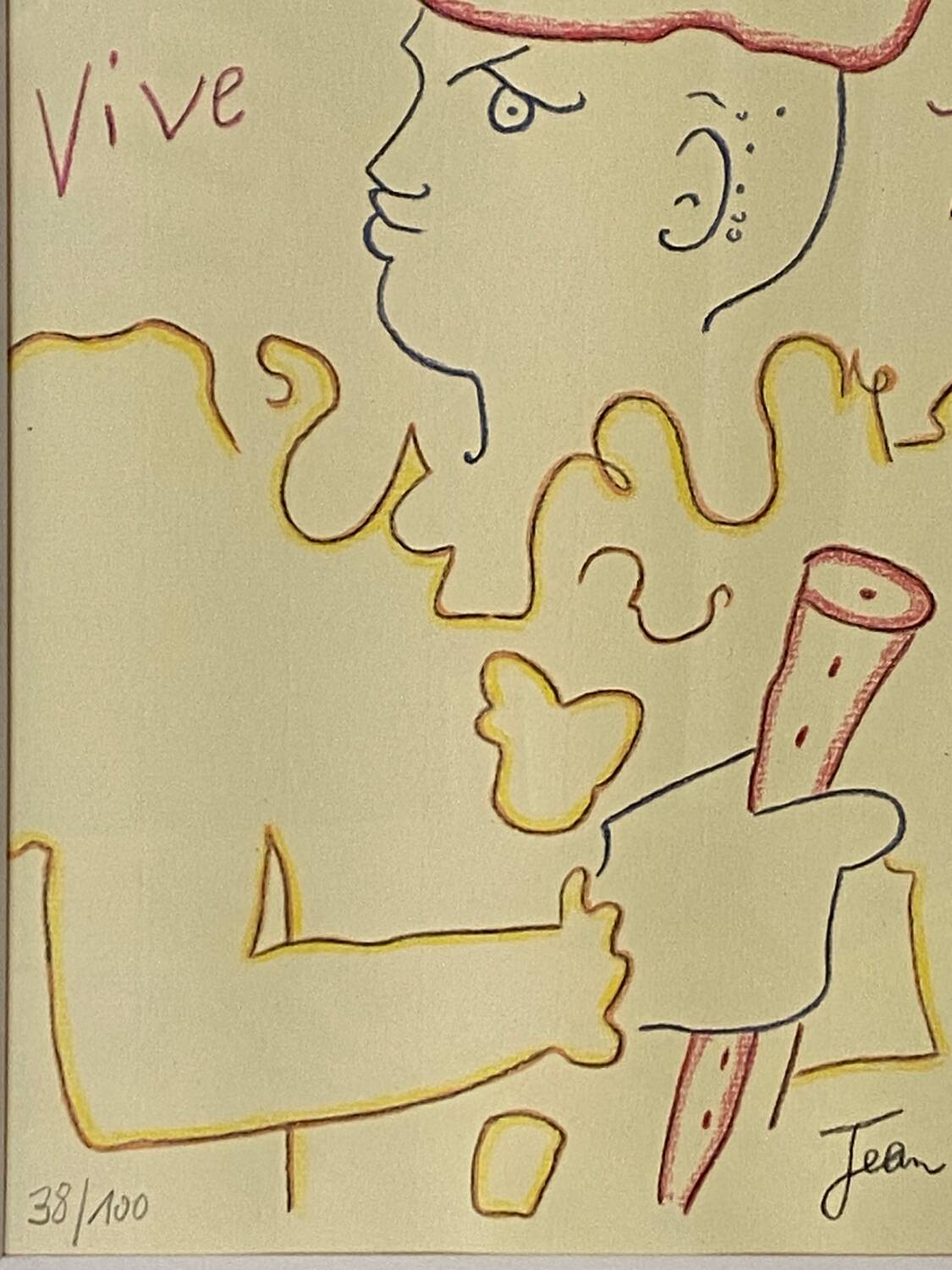 Lithograph, Long Live the Track, Jean Cocteau