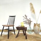 Brutalist solid wood tripod stool