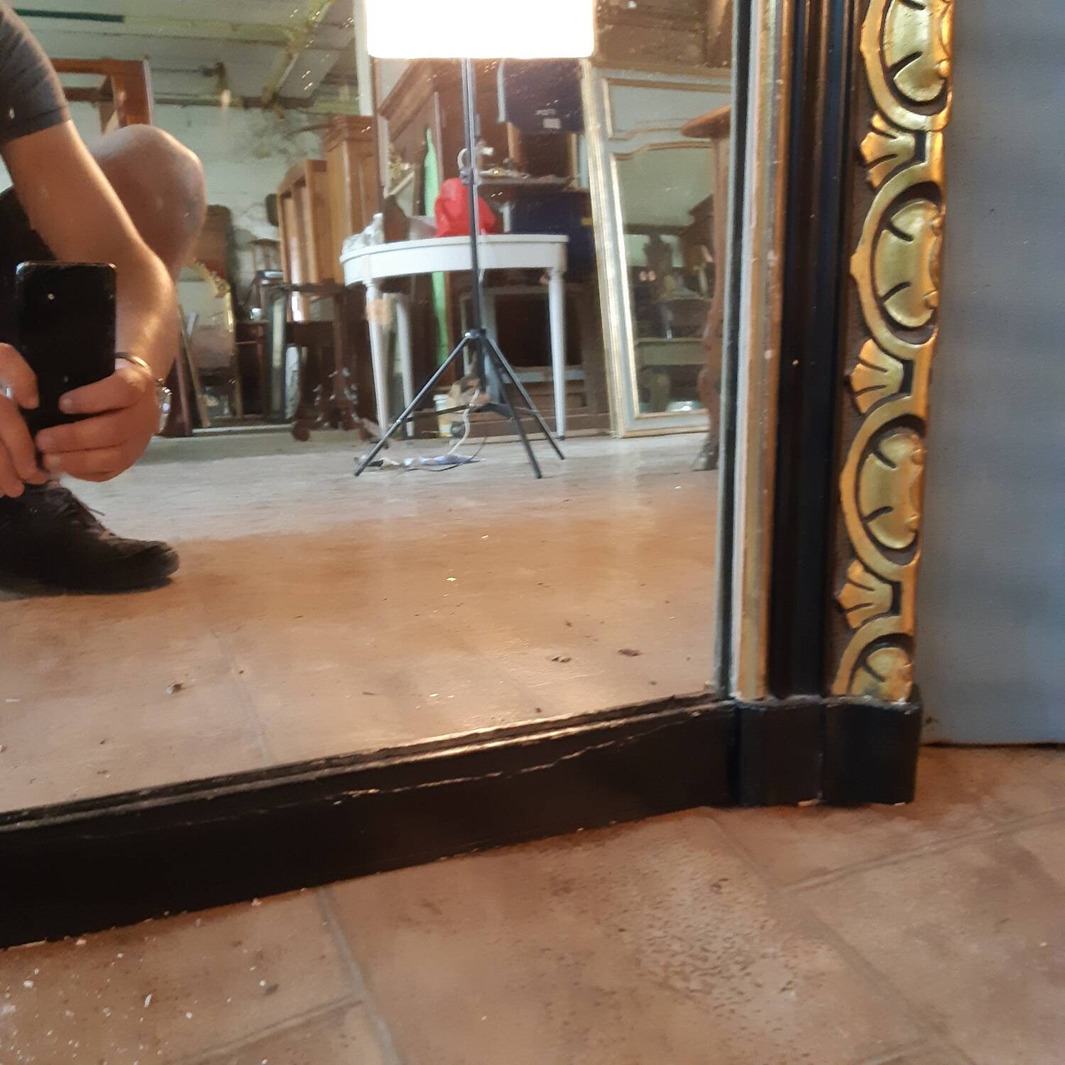 Large black and gold Napoleon III mirror 148X98