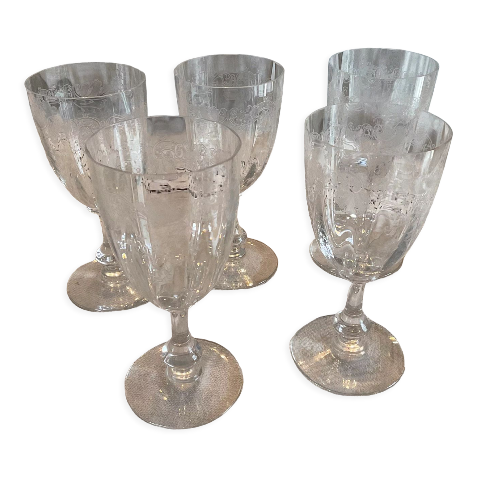 5  verres à eau, Cristal Saint Louis, model Massenet à cotes venitiennes