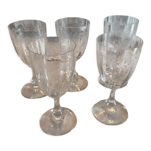 5 verres à eau, Cristal