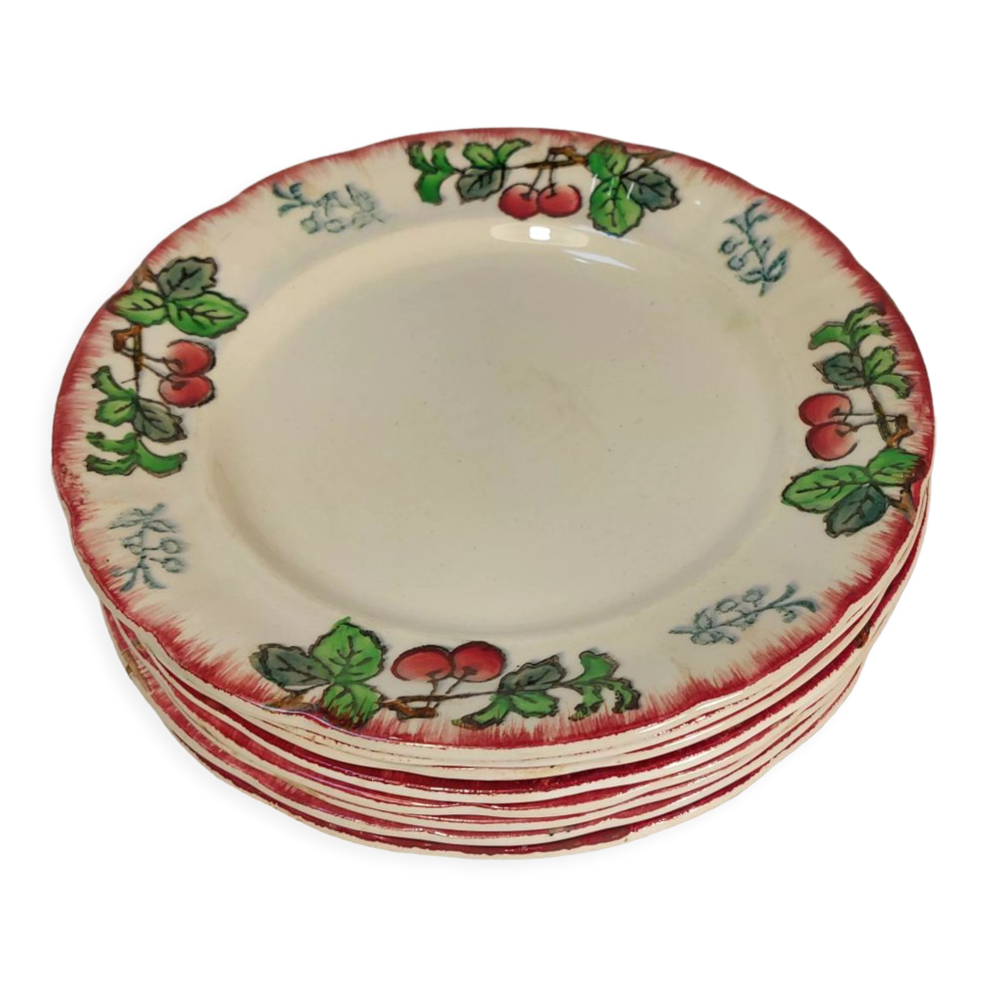 Series of 8 vintage dessert plates Montmorency model of Longwy faïenceries