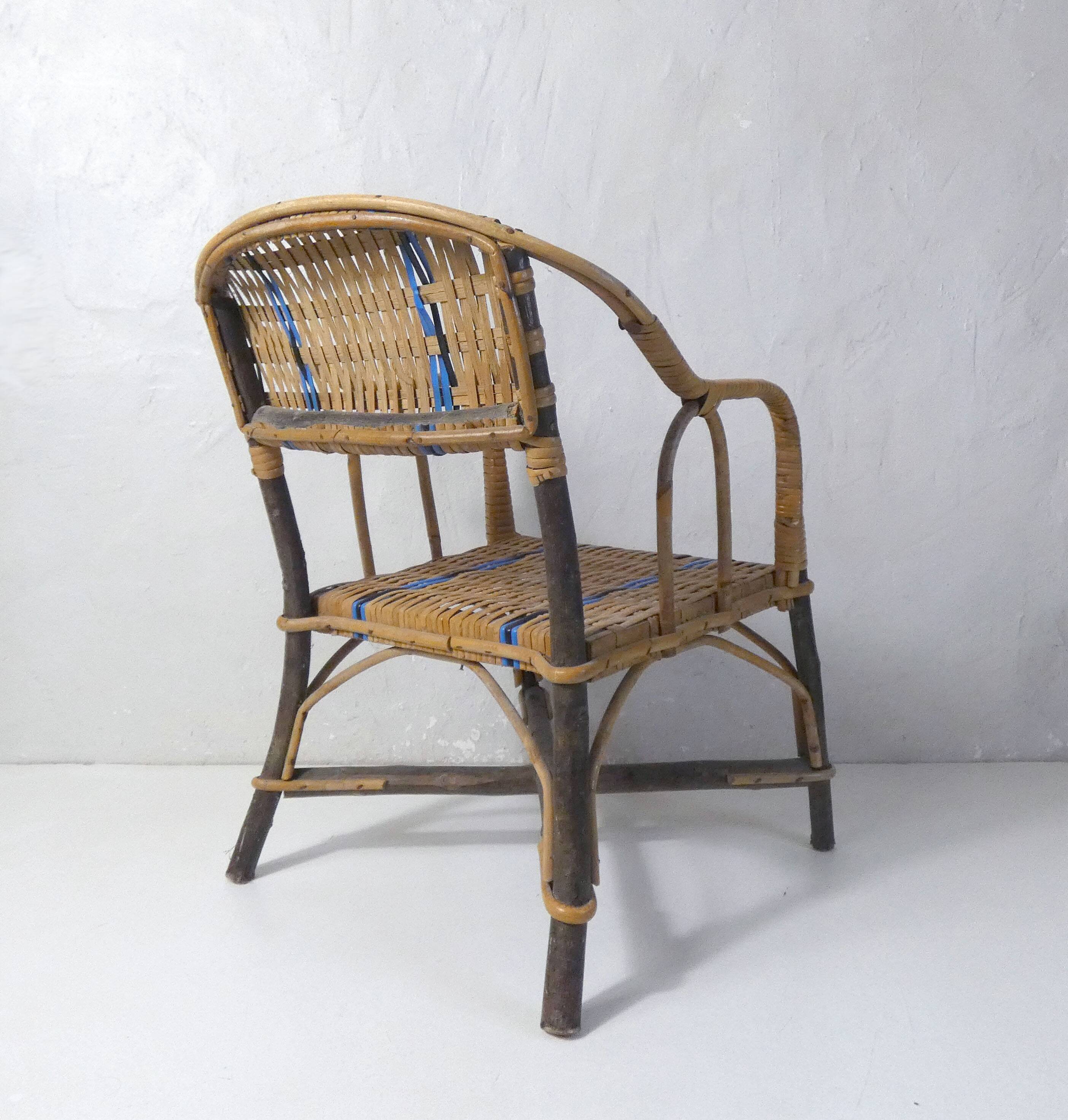 vintage rattan armchair for children