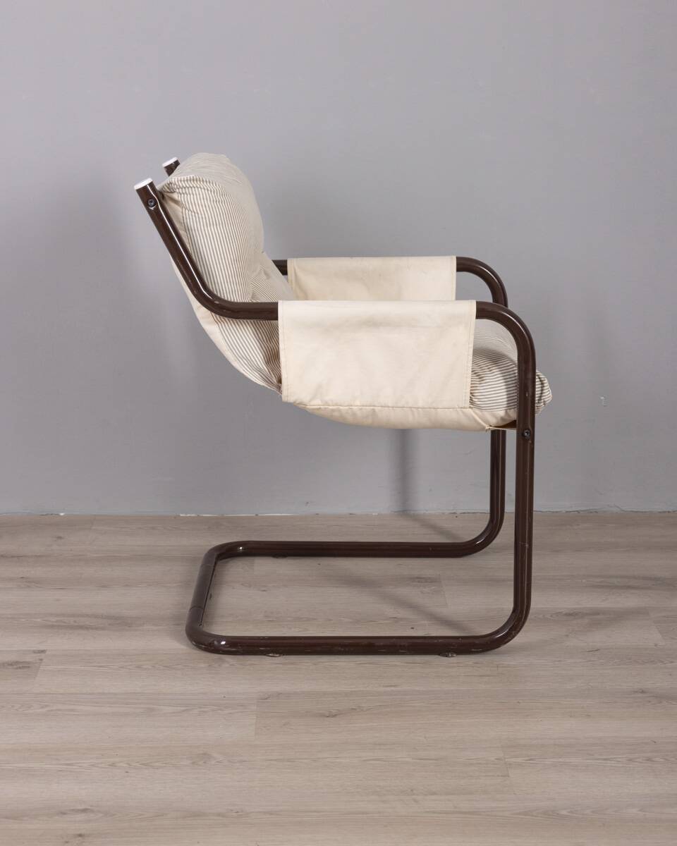 Vintage 70's metal and fabric armchair, scandinavian design