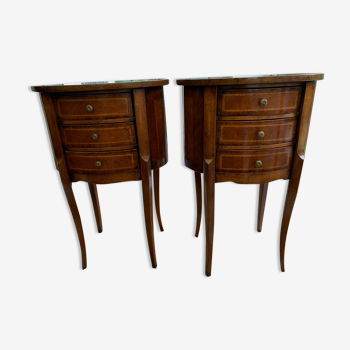 Inlaid bedside tables with drawers