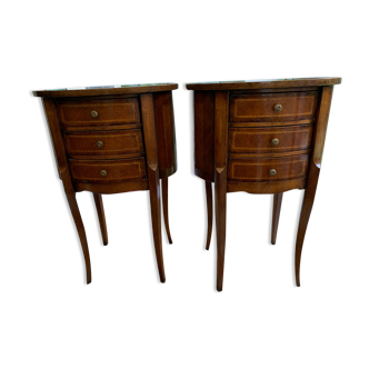 Inlaid bedside tables with drawers