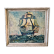 Tableau marine huile sur toile bateau voilier ancien