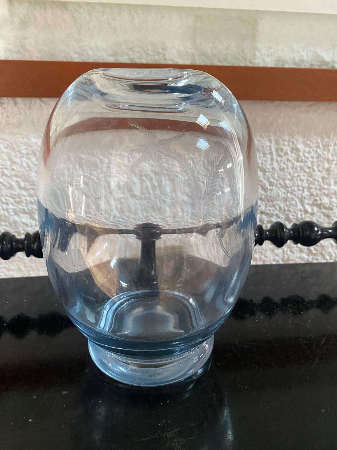Vintage engraved crystal vase