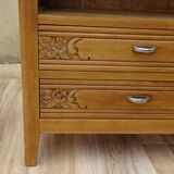 Large Art Deco bedside table in light oak