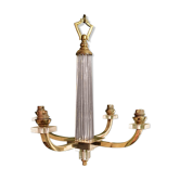 Lustre art deco laiton et verre travail Français années 40
