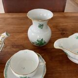 Gorgeous Herend Hungary Apponyi Chinese Bouquet Green Complete Dinner, Brea