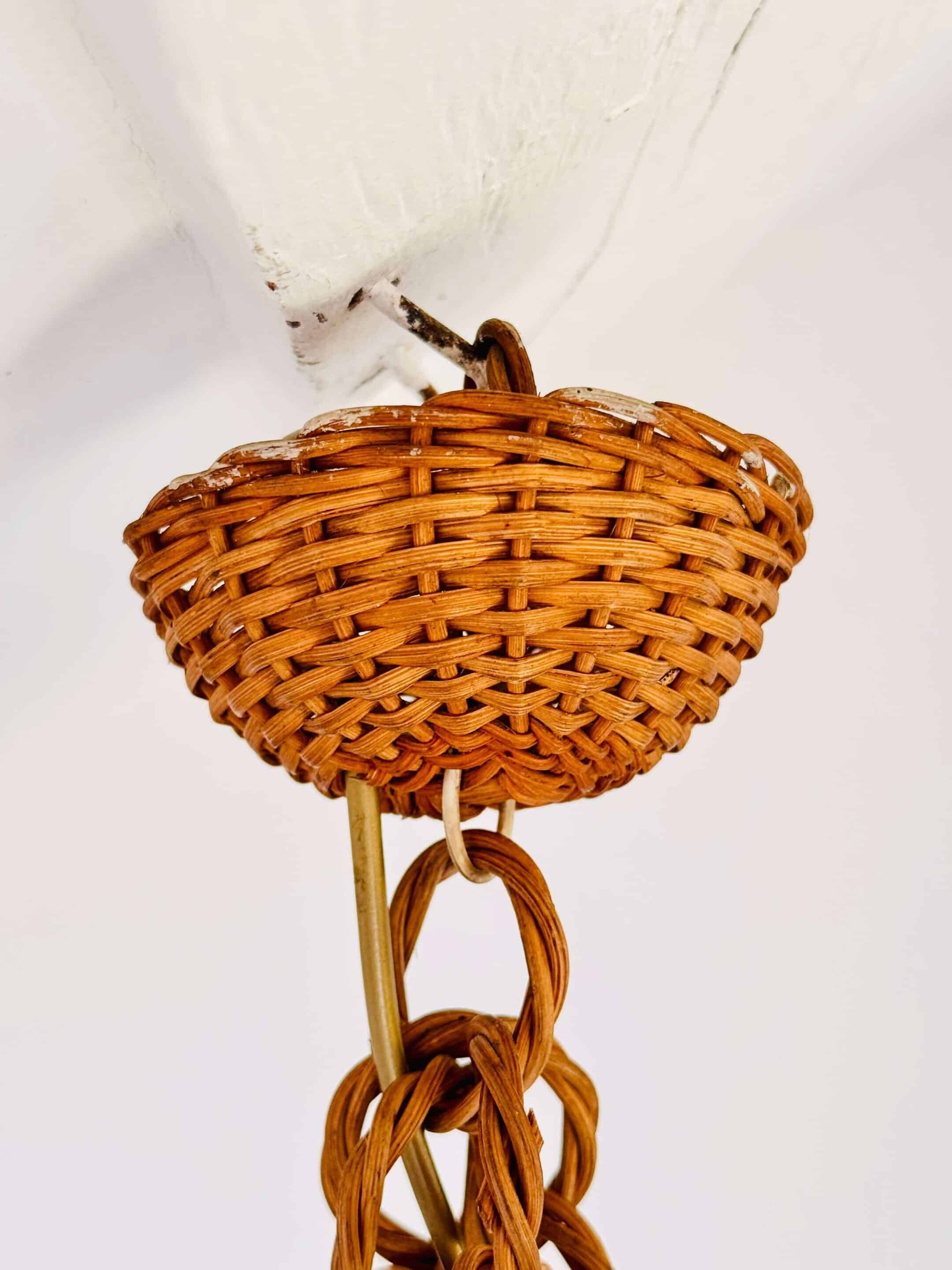 Vintage rattan suspension cage, 1950s