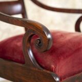 Set of Empire Mahogany Armchairs in Red Upholstery, 19th Century