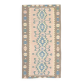 1970s Vintage Turkish Oushak Handmade Wool Cotton Pink Runner Rug 93x176