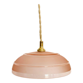 Pink glass suspension, fabric cable, ceramic rosette