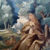 Tableau hsp "l'annonce faire à marie" maurice rocher (1918-1995) + cadre