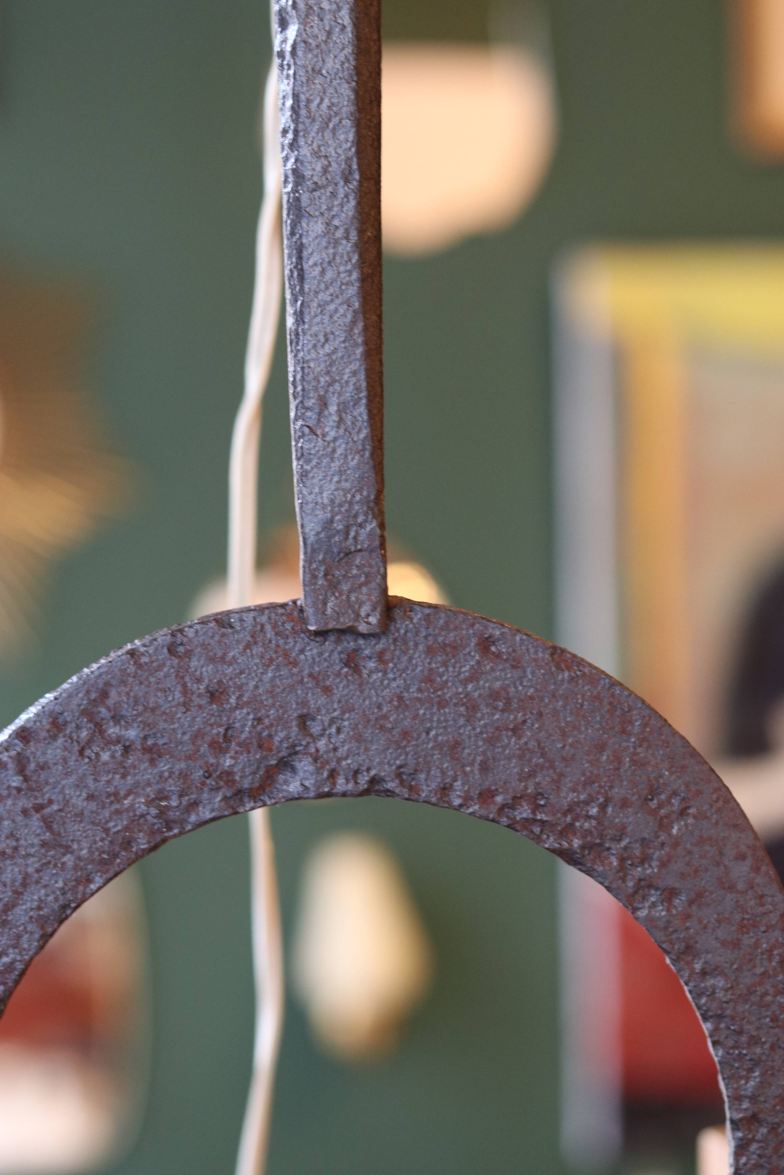 Brutalist style wrought iron lamp base, 1960