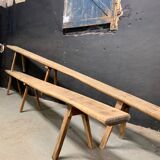 Pair of XXL oak farmhouse bench
