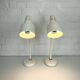 Pair of BJS desk lamps in white lacquered steel and brass – Sweden 1960s