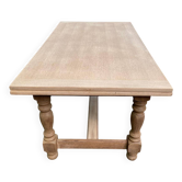 Table de ferme rectangulaire extensible rénové en chêne brut 240cm