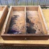Antique solid cherry farmhouse table with 2 front drawers.