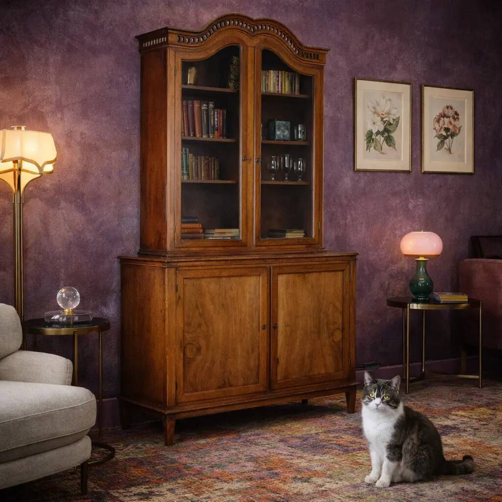 Antique walnut buffet in neoclassical style, 19th century