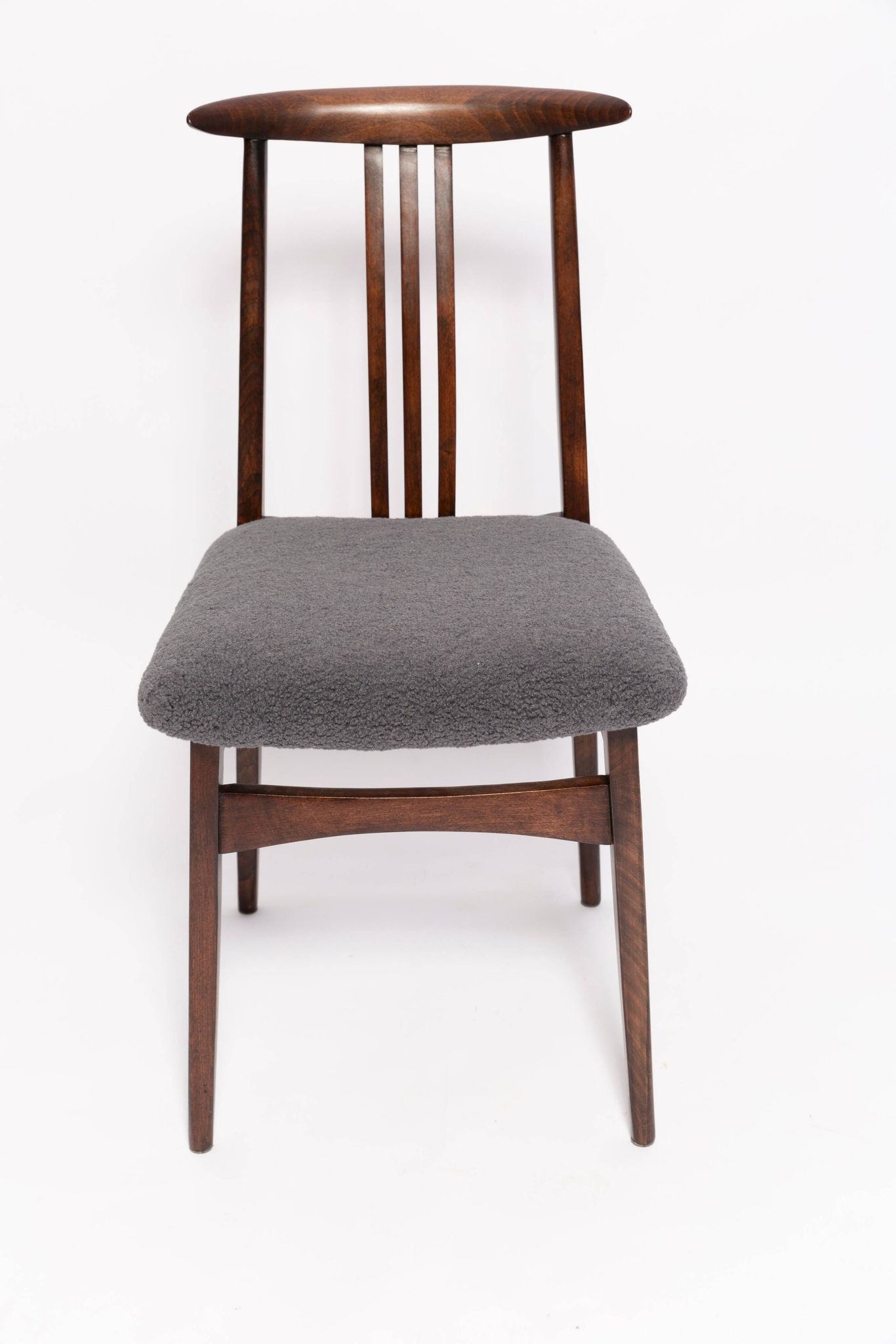 Mid-century grey graphite boucle beech chair by M. Zielinski, Europe, 1960.