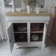 Louis Philippe style sideboard with pearl gray patina, 2 doors, drawers, wooden top.