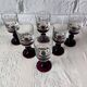 6 antique aperitif glasses, vintage plum-footed glass