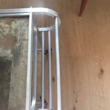 1950 bar cart, aluminum and glass serving trolley, design in the style of Adnet