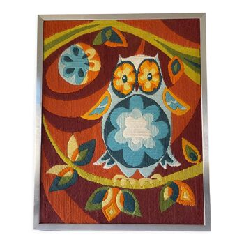 Vintage tapestry owl 70s