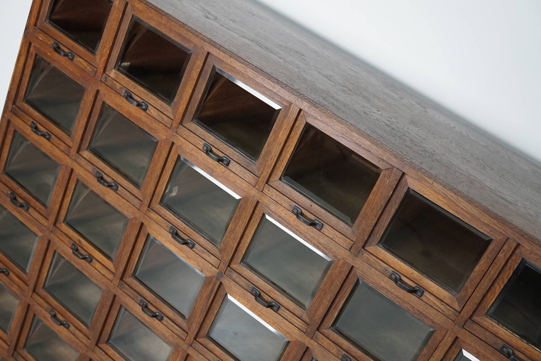 Antique German Oak Haberdashery Shop Cabinet, 1920/30s