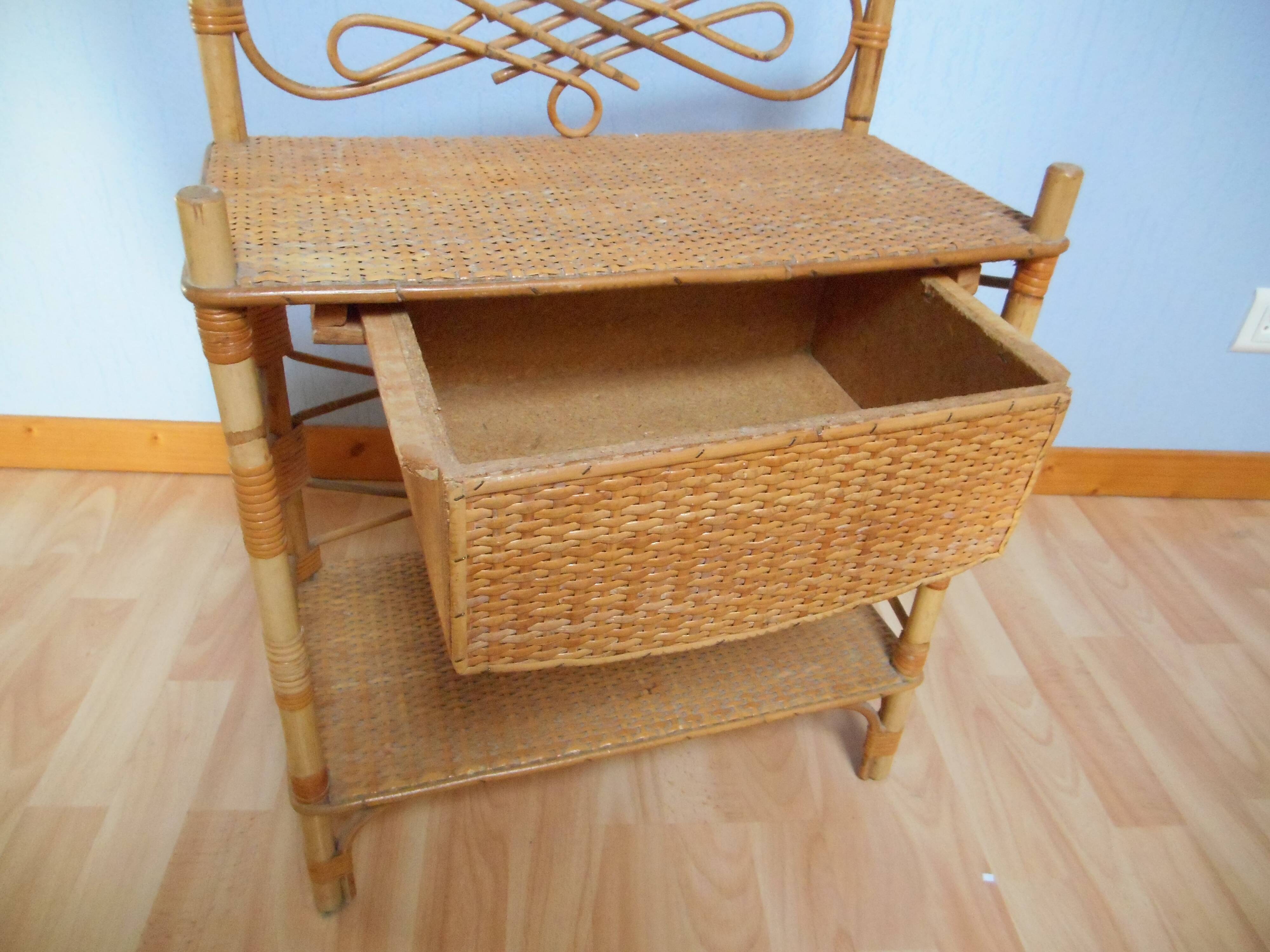 Vintage rattan bedside