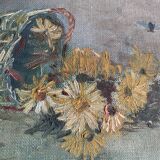 Ancient painting still life bouquet of daisies
