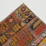 5x8 Handknotted Red Turkish Patchwork Rug, 242x173Cm
