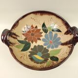 Round ceramic dish 2 coves floral decoration
