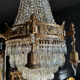 19th Century Louis XVI Style Gilt Bronze Chandelier With Crystal Tassels - H125cm
