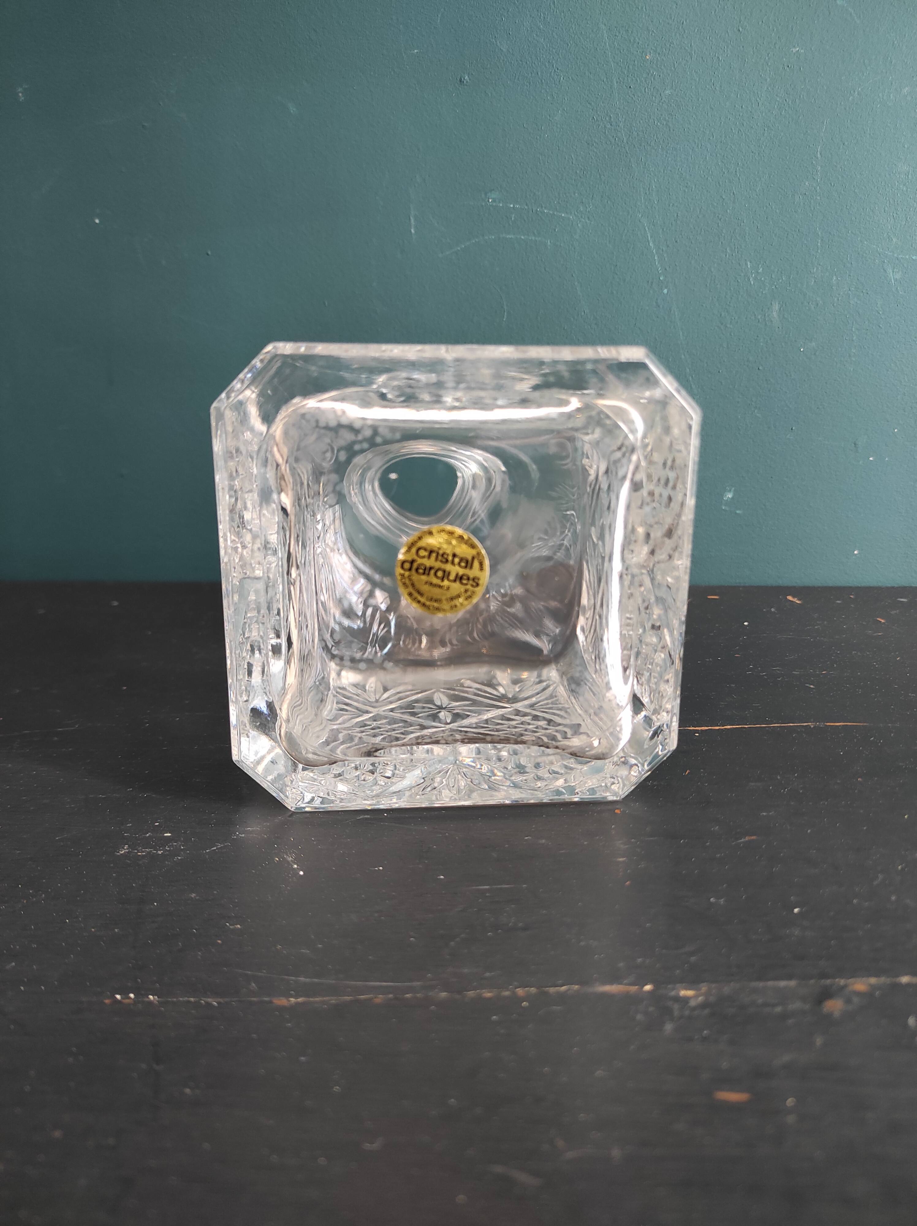 Vintage French cut glass whiskey bottle, cristal D'Arques