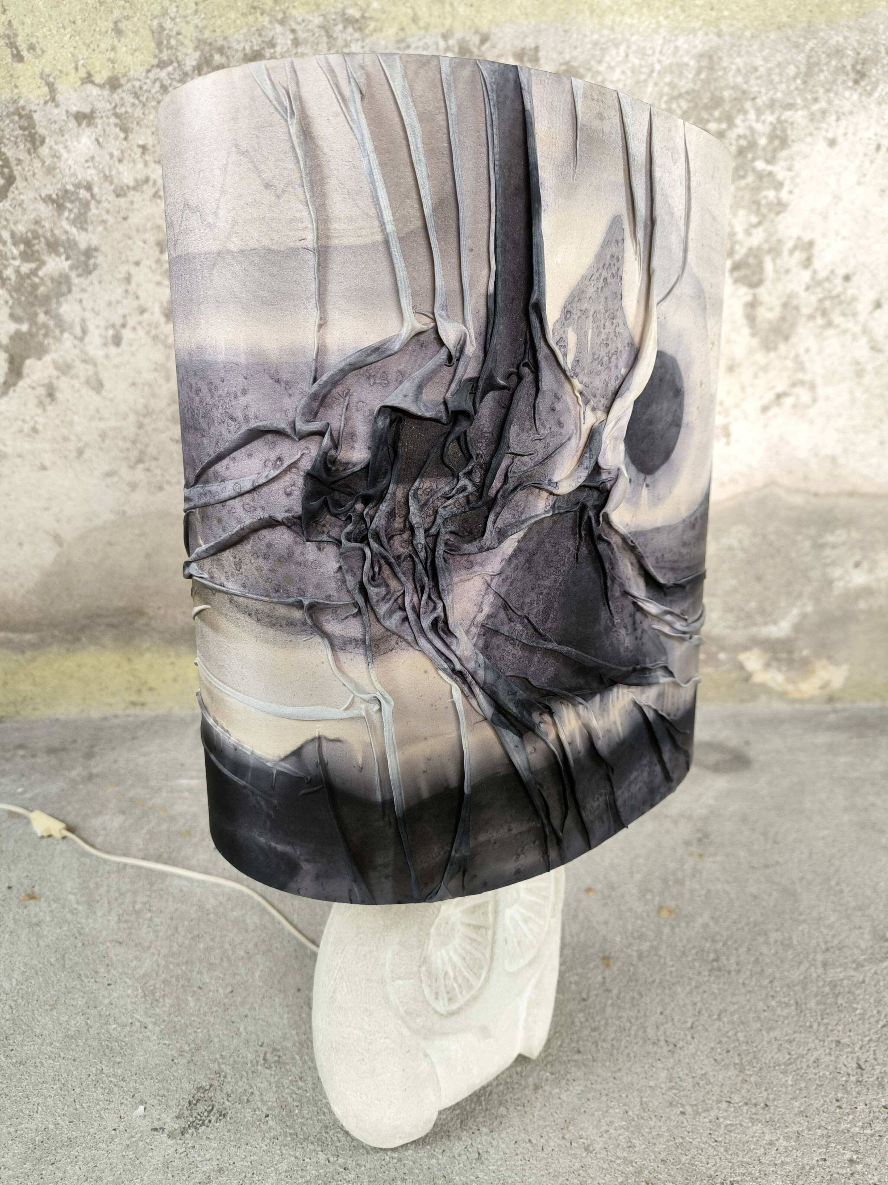 Vintage owl lamp made of natural stone