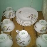 6 cups and saucers, porcelain, bird of paradise