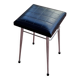 Black faux leather and chrome stool. 1970s, vintage seventies decor.