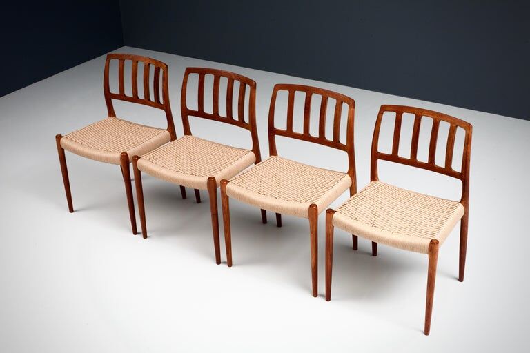 Set of 4 upholstered dining chairs by Niels Otto Møller Denmark 1960s