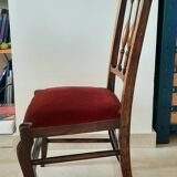Chaise enfant bois massif et velours rouge