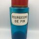 Flacon bocal de pharmacie apothicaire en verre bleu, plaque bourgeons de pin, 26,5 cm