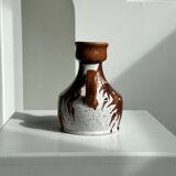 Small white and brown vase or pitcher West Germany H:15cm D:10.5cm